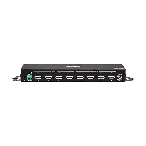 Tripp Lite HDMI Video Switch 4 Computers 4 Monitors, 4 Port 4K@60Hz Video Matrix Splitter with Remote Control, Single Push Button Switch, Headset Audio, TAA Compliant, 3-Year Warranty (B119-4X4-4K)