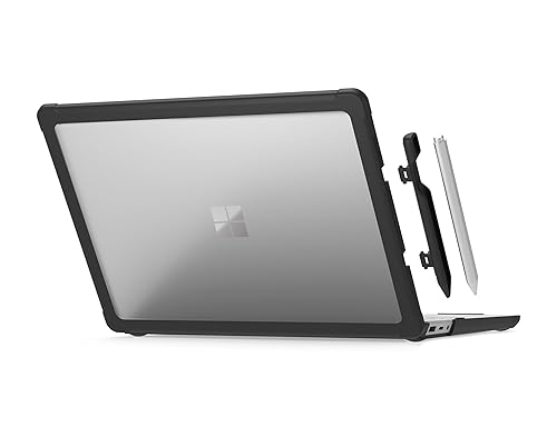 STM Dux Case for Microsoft Surface Laptop 13.5 (6th Edition) – Rugged Slim Protective Shell with Transparent Back, Non-Slip Feet, Open-Hinge Cooling, TPU Clip-On Design – Full Port Access - Black