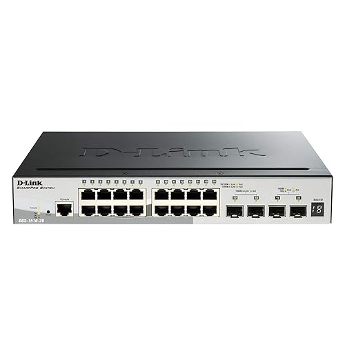 D-LINK SmartPro 16-Port Gigabit Switch with 2 SFP + 2 10G (DGS-1510-20) 20 Port, 2 SFP, 2 SFP+