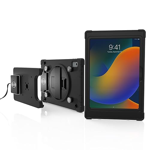 iPad Wireless Charging Case - CTA Wireless Magnetic Charging Case and Base with Splash-Proof, Impact-Resistant Thick Silicone Cover for iPad 10th Generation 10.9” (PAD-ICCB109)