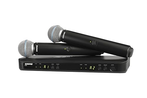 Shure BLX288/B58 UHF Wireless Microphone System - Perfect for Church, Karaoke, Vocals - 14-Hour Battery Life, 100m Range | Includes (2) BETA 58A Handheld Vocal Mics, Dual Channel Receiver | H11 Band H11 Band (572-596 MHz)