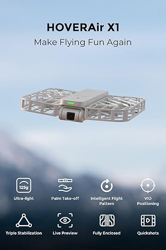 HOVERAir X1 Self-Flying Camera, Pocket-Sized Drone HDR Video Capture, Palm Takeoff, Intelligent Flight Paths, Follow-Me Mode, Foldable Action Camera with Hands-Free Control White (Combo) Combo White