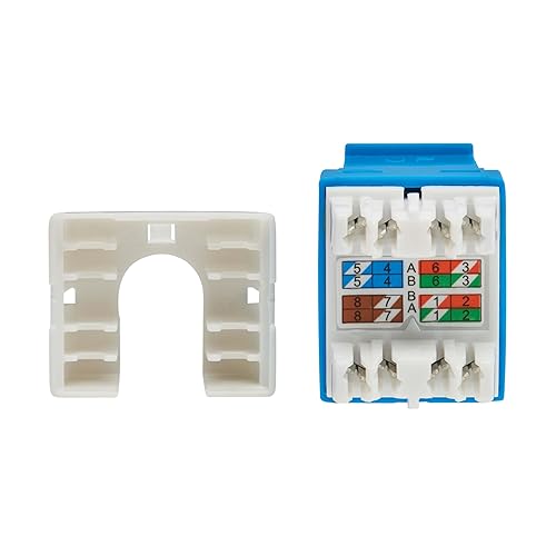 Eaton Tripp Lite Series Cat6 Keystone Jack with Type 4 PoE++ Compliance (4PPoE), 25 Pack, Blue, RJ45 Ethernet, Krone/110 Punchdown, TAA Compliant, Lifetime Manufactuer's Warranty (N238-025-BL-6A) 25 Pack Blue