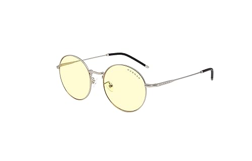 GUNNAR Gaming and Computer Eyewear | Ellipse, Blocks 65% Blue Light & 100% UV Light One Size Silver