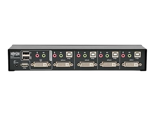 Tripp Lite 4-Port Dvi Dual-Link/USB KVM Switch with 4 X 6 Feet Cables Audio (B004-DUA4-HR-K) Black