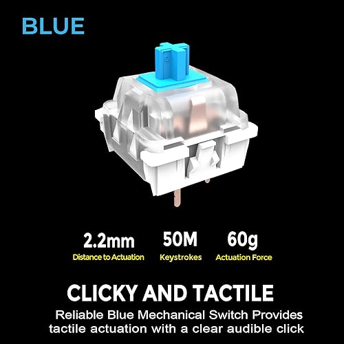 Adesso AKB-670UB Mechanical Keyboard with Copilot AI Hotkey - Blue Switch, Multi-OS Compatible | Enhanced Productivity with Tactile Feel and Multimedia Keys