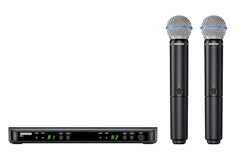 Shure BLX288/B58 UHF Wireless Microphone System - Perfect for Church, Karaoke, Vocals - 14-Hour Battery Life, 100m Range | Includes (2) BETA 58A Handheld Vocal Mics, Dual Channel Receiver | H11 Band H11 Band (572-596 MHz)