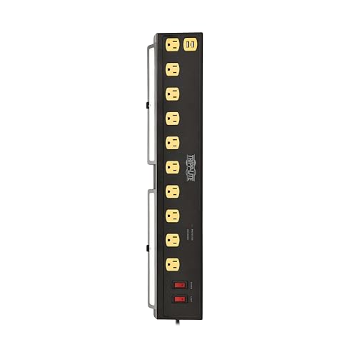 Tripp Lite Heavy Duty Surge Protector Power Strip with Work Lights, 10-Outlets for Industrial & Garage, 2 USB Ports, 6ft Power Cord, 4500 Joules, 150,000 Insurance (TLP1006USB)