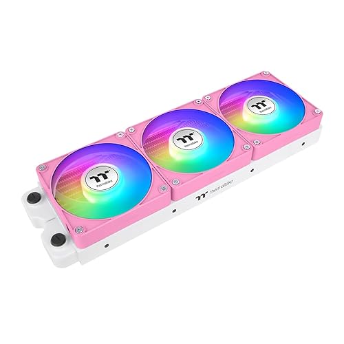 Thermaltake CT140 EX ARGB Sync PC Cooling Fan 3 Pack, PWM 500~1800 RPM, 5V Motherboard Sync, 16.8 Million Colors 9 LEDs, MagForce 2.0 Connectors, Hydraulic Bearing, Bubble Pink, CL-F221-PL14RG-A