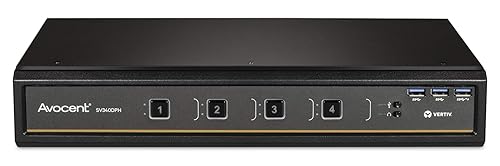 Vertiv SwitchView Desktop KVM, 4 Port, Single Head Monitor, Vertiv SwitchView Desktop KVM, KVM Switchbox, 4 Port, Dual Head Monitor, Universal Connector, TAA Compliant (SV340DPH-400) KVM 4-Port Dual Head