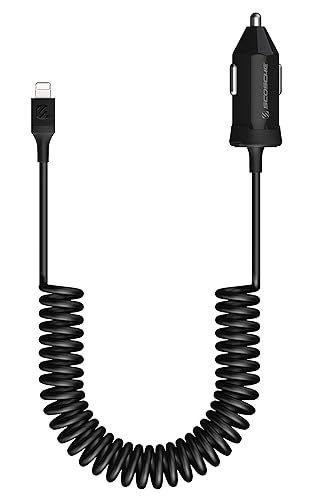 SCOSCHE CPDi4203 PowerVolt 20W MFi Certified Fast Car Charger Power Delivery 3.0 with Attached 4-Foot Adjustable Coiled Lightning Cable for All Lightning Devices With Apple Lightning Cable