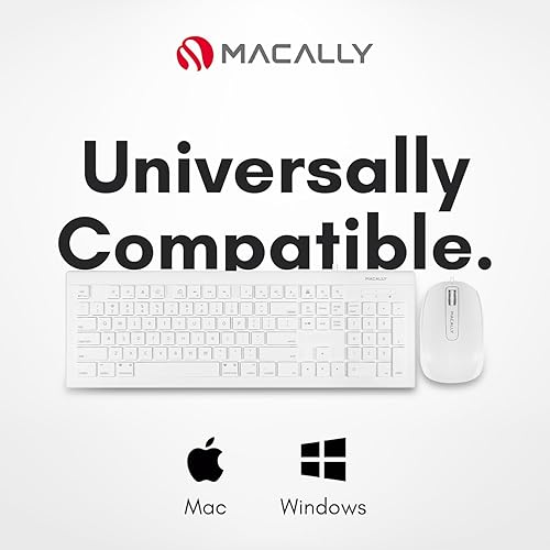 Macally 104 Key USB Wired Keyboard with Apple Shortcut Keys and 3 Button USB Optical Mouse Combo for Mac and Windows PC (MKEYECOMBO) Keyboard and Mouse