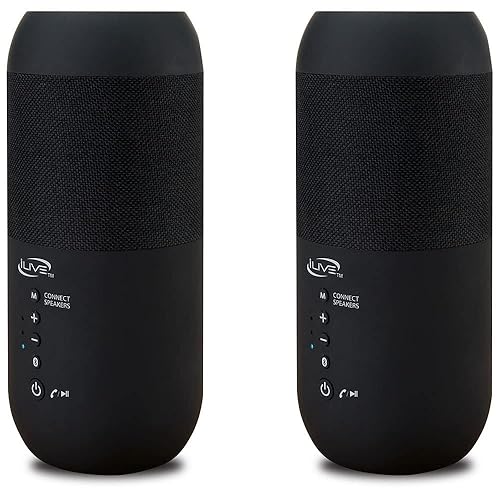 iLive ISBW240BDL ISBW240BDL Bluetooth Indoor and Outdoor Waterproof Speakers with Removable Stakes, 2 Count, Black
