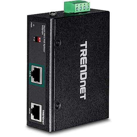 TRENDnet Industrial Gigabit UPoE Splitter, Dual DC Power Outputs, DIN-Rail or Wall-Mountable, Adjustable Voltage Output, TI-SG104,Black