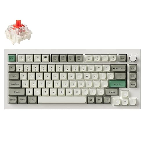 Keychron Q1 Max Hotswap Wireless Mechanical Keyboard|RGB|Aluminum Frame|Shell White|with Knob|Gateron Jupiter Red|75% Layout (84 Keys)|Windows Mac OS (Q1M-P1) Jupiter Red Shell White