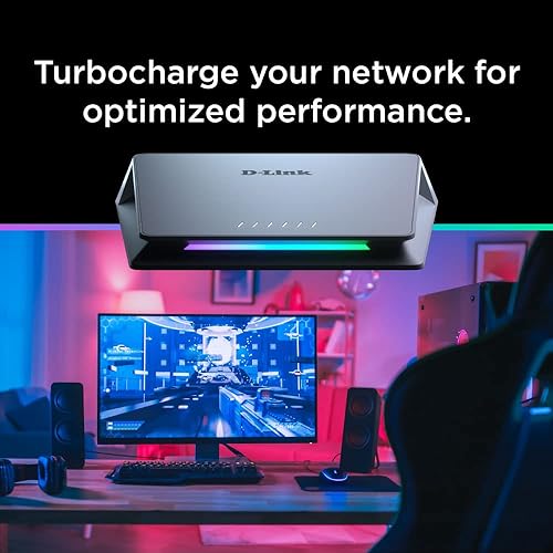 D-Link 6-Port 10GB & 2.5GB Unmanaged Gaming Switch with 1 x 10G, 5 x 2.5G - Multi-Gig, Network, Fanless, Plug & Play, Colored Indicator (DMS-106XT)