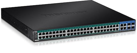 TRENDnet 52-Port Web Smart PoE+ Switch, 48 x Gigabit PoE+ Ports, 4 x Shared Gigabit Ports (RJ-45 or SFP), VLAN, QoS, LACP, IPv6 Support, 740W PoE Power Budget, Lifetime Protection, TPE-5048WS