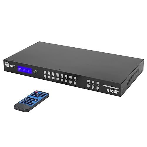 SIIG 8x8 4K HDMI Video Matrix Switcher with LCD, 18Gbps, HDCP 2.2, HDR 10, Auto Downscaling, EDID Management, Support ARC, Audio Embedded and Audio Extraction (CE-MX0011-S1)