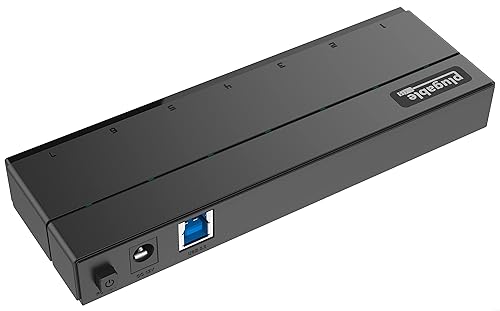 Plugable 7-Port USB 3.0 Hub with 36W Power Adapter - Driverless - Effortlessly Connect Devices and Transfer Data at High Speeds