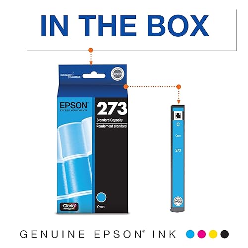 Epson T273220-S T273 Clarian Premium Cyan Ink Cartridge, Standard Capacity