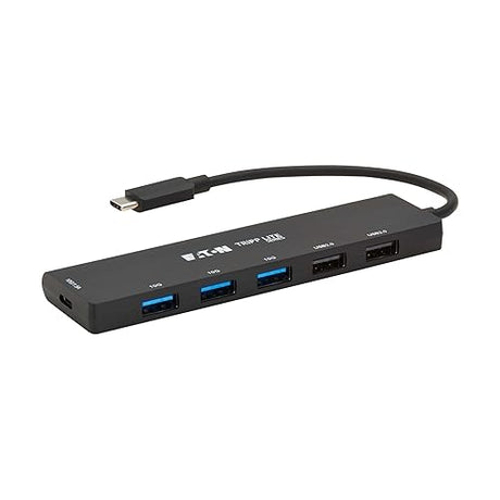 Tripp Lite Slim 6-Port USB-C Hub for Laptop, 1 USB-C and 5 USB-A Ports, USB 3.2 Gen 2 with 10 Gbps Data Transfer, Thunderbolt 3 Compatible, No Software Needed, Black, 3-Year Warranty (U460-006-5A1C)