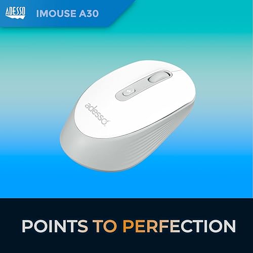 Adesso iMouse A30 Wireless Mouse with AI Copilot Button 2.4GHz USB Dongle 1200 DPI Left and Right Hand Design (White)