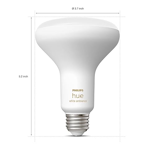 Philips Hue White Ambiance 7.5W Equivalent 65W BR30 LED Smart Bulb, Dimmable, Bluetooth & Zigbee Compatible, Voice Activated with Alexa, 2-Pack