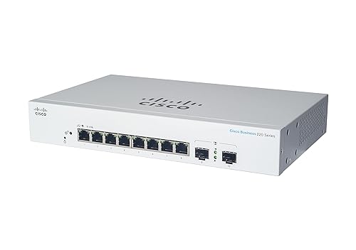 CISCO DESIGNED Business CBS220-8FP-E-2G Smart Switch | 8 Port GE | Full PoE | 2x1G SFP | 3-Year Limited Hardware Warranty (CBS220-8FP-E-2G-NA) 8-port GE / PoE+ / 130W / 2 x GE Uplinks / External Power Supply Switch
