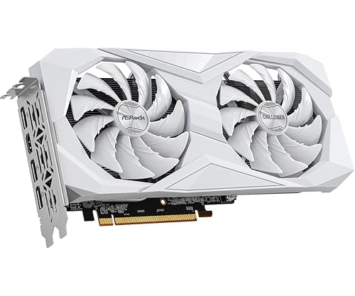ASRock AMD Radeon RX 6600 Challenger White 8GB GDDR6 Graphics Card 0dB Silent Cooling 128-bit 7680 x 4320 DisplayPort HDMI 14 Gbps Dual Fan 7nm