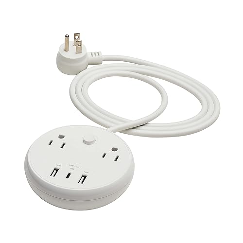 Tripp Lite Safe-IT 30W Surge Protector, 2 Outlets & 2 USB + 1 USB-C Port for Fast Charging, 300 Joules, 6 Foot 5-15P Cord, Manufacturer's Warranty & $25,000 Insurance (TLP26PD30WCAM)