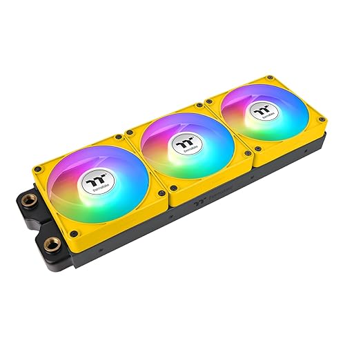 Thermaltake CT140 EX ARGB Sync PC Cooling Fan 3 Pack, PWM 500~1800 RPM, 5V Motherboard Sync, 16.8 Million Colors 9 LEDs, MagForce 2.0 Connectors, Hydraulic Bearing, Bumblebee, CL-F217-PL14GS-A