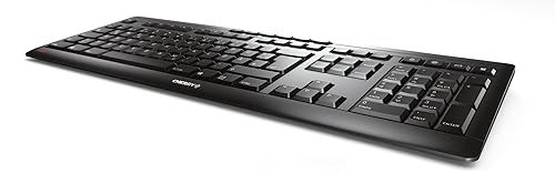 Cherry Stream Wireless Keyboard with SX Scissors Mechanism, Slim Yet Full Size QWERTY Ergo Friendly with Number Pad, Thin Design with Quiet keystroke for use at Home Office or Work. Black