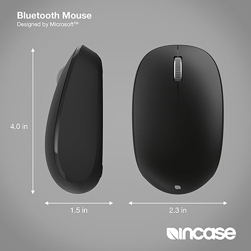 Incase Bluetooth Mouse - Designed by Microsoft - Compact, Comfortable, Right/Left Hand Use, 4-Way Scroll Wheel, Wireless Bluetooth Mouse for PC/Laptop/Desktop, Mac/Windows Computer (Black)