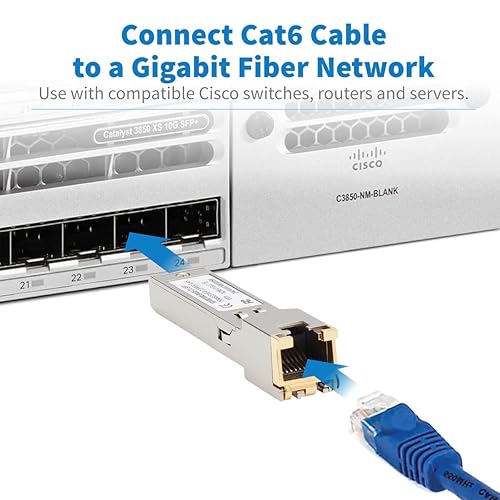 Tripp Lite Cisco GLC-TE Compatible SFP Transceiver, 10/100/1000Base-TX Module, Copper, RJ45, Cat6 Ethernet, 100 m (N286-01GLC-TE)