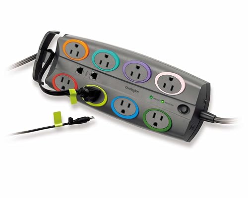 Kensington 62690 SmartSockets Standard Adapter 8-Outlet Color-Coded Power Strip and Surge Protector Standard (2490 Joules)