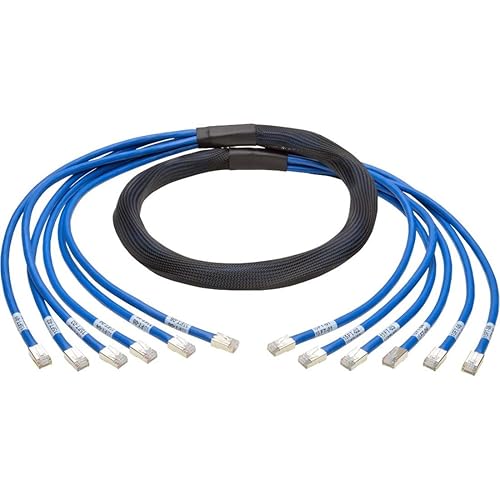 Tripp Lite Augmented Cat6/Cat6a Pre-Terminated Copper Trunk Bundle, (6X) RJ45 (M/M), 10' (N261-010-6MM-BL), Blue