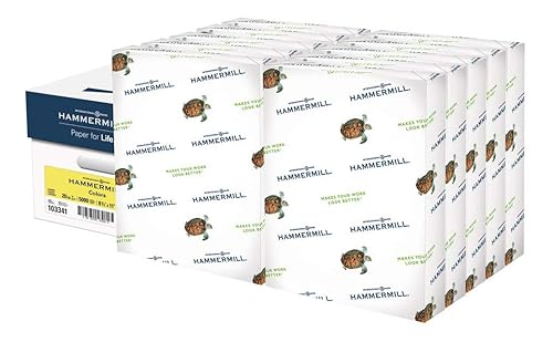 Hammermill Colored Paper, 20 lb Canary Printer Paper, 8.5 x 11 - 10 Ream (5,000 Sheets) - Made in the USA, Pastel Paper Letter (8.5x11) 10 Ream | 5000 Sheets Canary
