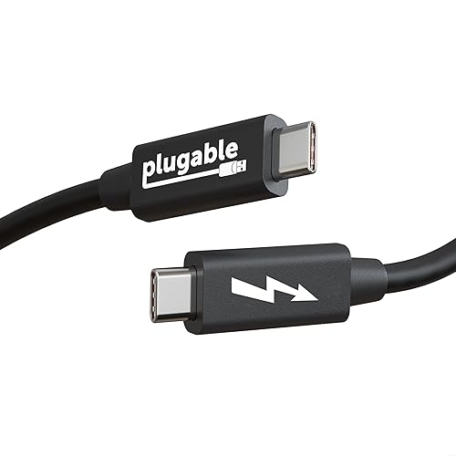Plugable Windows Transfer Cable 6.6ft (2m), Thunderbolt 10Gbps, Bundled with Bravura Software for Windows PC to PC Migration - Unlimited Uses. Works Between Thunderbolt 3/4, USB4 PCs