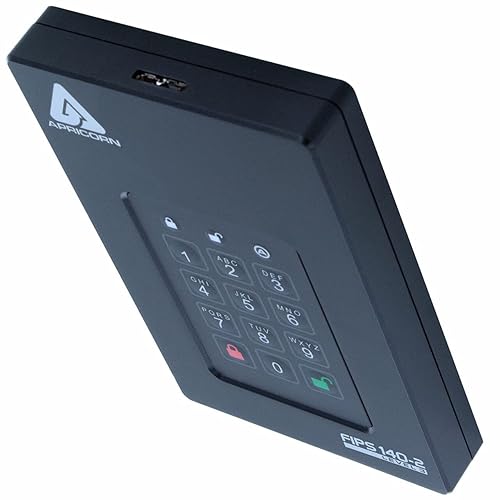 Apricorn Aegis Fortress Level 3 Validated, 2TB USB 3.0 Hardware Encrypted Portable Drive (AFL3-2TB), Black