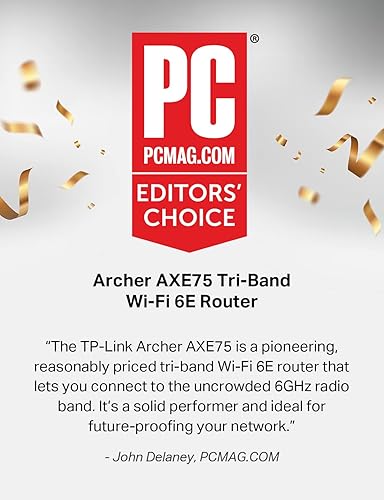 TP-Link AXE5400 Tri-Band WiFi 6E Router (Archer AXE75)- Gigabit Wireless Internet for Gaming, VPN, OneMesh, WPA3 WiFi 6E, AXE5400, Tri-Band