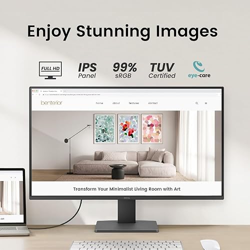 BenQ GW2791 27” 1080p FHD 100Hz IPS Eye-Care Monitor, HDMI, DisplayPort, 1080x1920, Ultra Slim Bezel, TUV-Certified, Flicker-Free, Low Blue Light Plus, Eye-CareU 27 100Hz | 99% sRGB