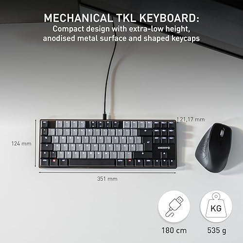 Cherry KC 500 MX LP Mechanical Low Profile Keyboard | Slim Design | White Lighting | PBT Key caps New MX LP 2.0 Switches (Black, TKL)