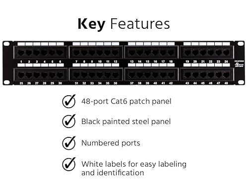 Monoprice Patch Panel (568A/B Compatible) Cat6 2U 48