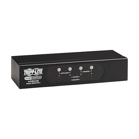 Tripp Lite 4-Port KVM Switch VGA with USB or PS/2 Port for Keyboard Mouse, Desktop PC, 4 Computers 1 Monitor, Plug and Play - Windows, macOS, Linux Compatible - 3-Year Warranty (B006-VU4-1)
