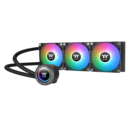 Thermaltake TH360 ARGB Sync V2 CPU Liquid Cooler/AlO Liquid Cooling/Fan 120mm*3/PWM 500~2000 RPM/Mirror Waterblock/MB ARGB Sync Control, CL-W362-PL12SW-A ARGB V2 360mm Black