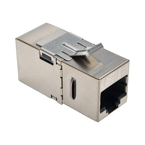 Tripp Lite N235-001-SH-D Cat6 Straight Through Modular Shielded in Line Snap-in Coupler with 90-Degree Down-Angled Port RJ45 F/F Cat6 Shielded (Angled)