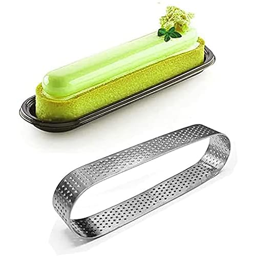 Wlauqueta Pack of 48 Oval Tart Moulds French Dessert Mousse Fruit Cake Ring Quiche Cake Mould Stainless Steel Cake Mousse Ring