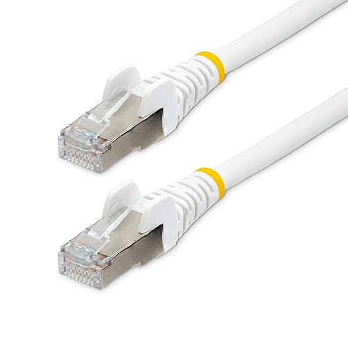 StarTech.com 6in CAT6a Ethernet Cable - Low Smoke Zero Halogen (LSZH) - 10 Gigabit 500MHz 100W PoE RJ45 S/FTP White Network Patch Cord Snagless w/Strain Relief (NLWH-6IN-CAT6A-PATCH)