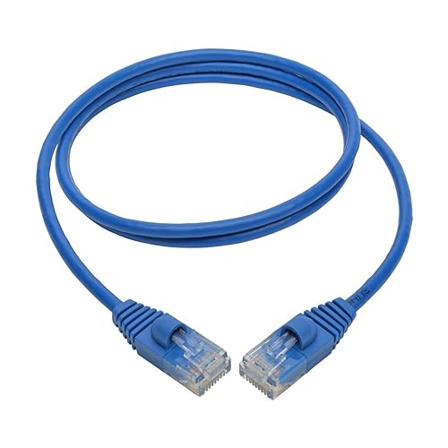 Tripp Lite Cat6a 10G Ethernet Cable, Snagless Molded Slim UTP Network Patch Cable (RJ45 M/M), Blue, 3 Feet / 0.9 Meters, Manufacturer's Warranty (N261-S03-BL) Blue 3 Feet UTP / Slim