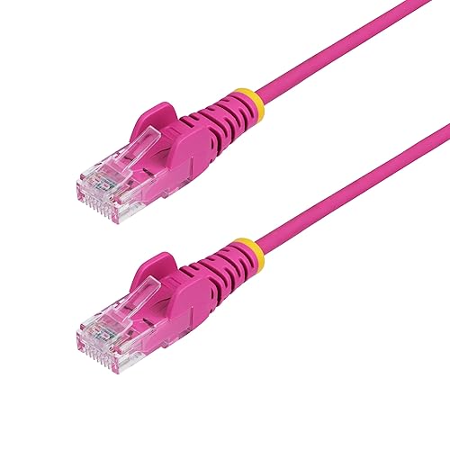 StarTech.com 6in Pink Slim CAT6 Ethernet Cable, Snagless RJ45, LSZH, 28AWG Pure Bare Copper, Slim Network Patch Cable/Cord